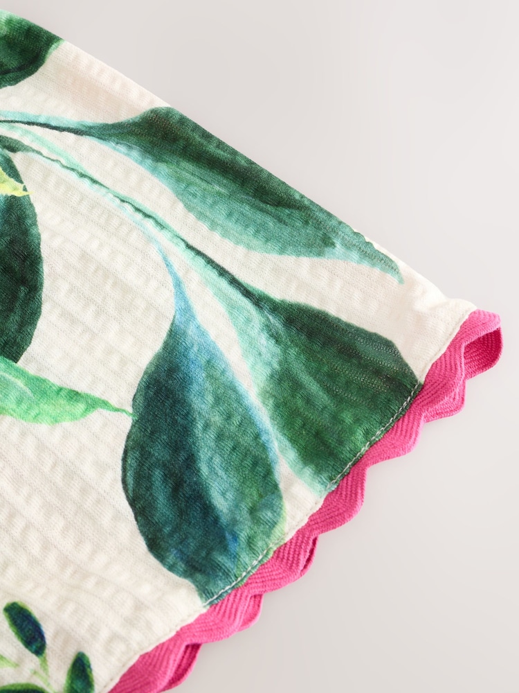 Green/Pink Fruit Print Strappy Bardot Short Sleeve 100% Cotton Top - Image 7 of 7