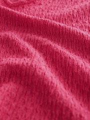Rosa frambuesa - Textured Short Sleeve V-Neck T-Shirt - Imagen 2 de 3