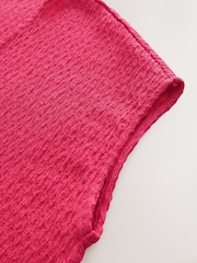 Raspberry Pink Textured Short Sleeve V-Neck T-Shirt - Image 7 of 7
