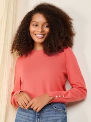 Friends Like These Coral Pink Long Sleeve Crew Neck Jumper - Image 1 of 5
