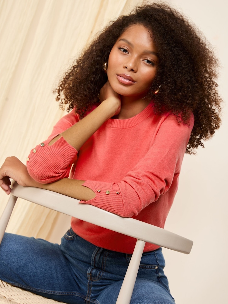 Friends Like These Coral Pink Long Sleeve Crew Neck Jumper - Image 5 of 5