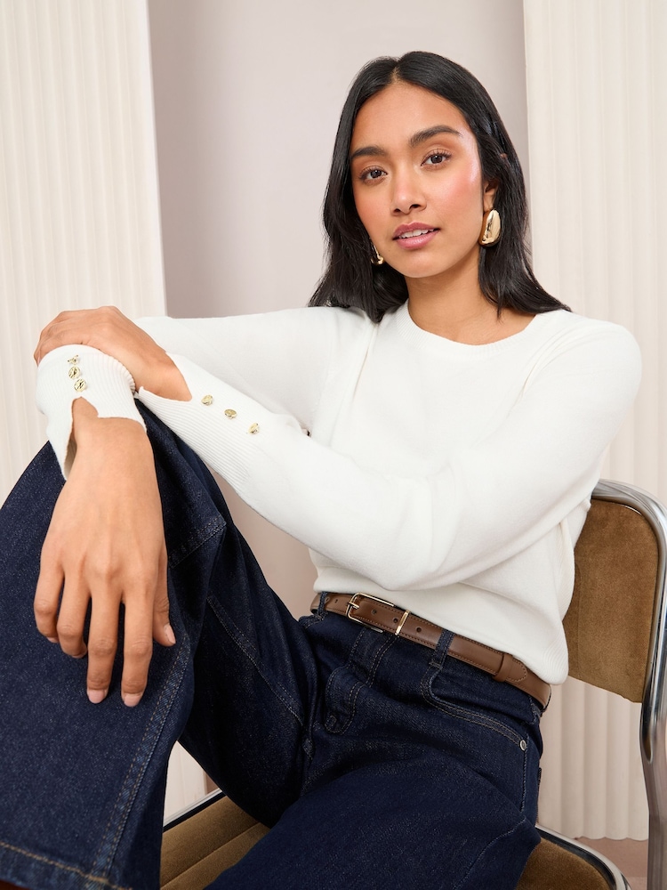 Friends Like These Ivory Long Sleeve Crew Neck Jumper - Image 1 of 5