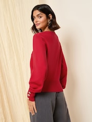Friends Like These Red V-Neck Button Jumper - Image 5 of 5