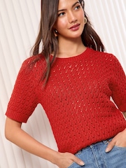 Friends Like These Red Crochet Knitted Top - Image 3 of 4