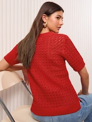 Friends Like These Red Crochet Knitted Top - Image 4 of 4