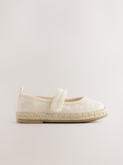 Neutral Embroidered Daisy Touch Fastening Espadrilles Shoes - Image 2 of 6