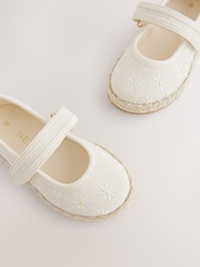 Neutral Embroidered Daisy Touch Fastening Espadrilles Shoes - Image 3 of 6