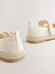 Neutral Embroidered Daisy Touch Fastening Espadrilles Shoes - Image 5 of 6
