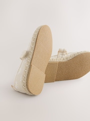 Neutral Embroidered Daisy Touch Fastening Espadrilles Shoes - Image 6 of 6