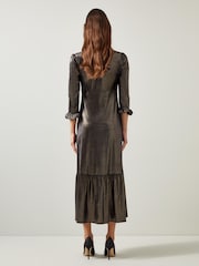 LK Bennett Deborah V-Neck Maxi Dress With Peplum And Frill Cufff - Bild 2 von 3