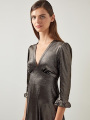 LK Bennett Deborah V-Neck Maxi Dress With Peplum And Frill Cufff - Bild 3 von 3
