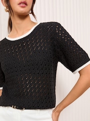 Friends Like These Black Crochet Knitted Top - Image 1 of 4