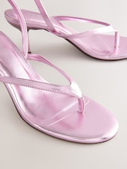 Pink Metallic Forever Comfort® Round Toe Post Ankle Wrap Heels - Image 6 of 8