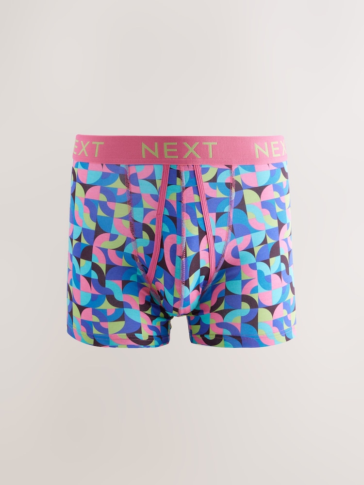 Bright Geometric Pattern A-Front Boxers 8 Pack - Image 2 of 12