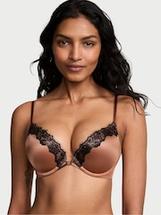 Victoria's Secret Caramel Nude Add 2 Cups Push Up Bombshell Lace Trim Bra - Image 1 of 4