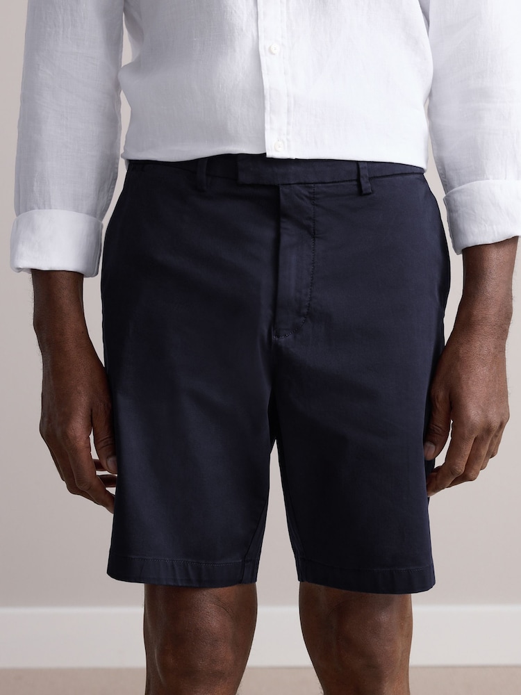Navy Premium Sateen Chino Shorts - Image 1 of 10