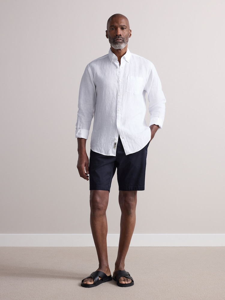 Navy Premium Sateen Chino Shorts - Image 2 of 10