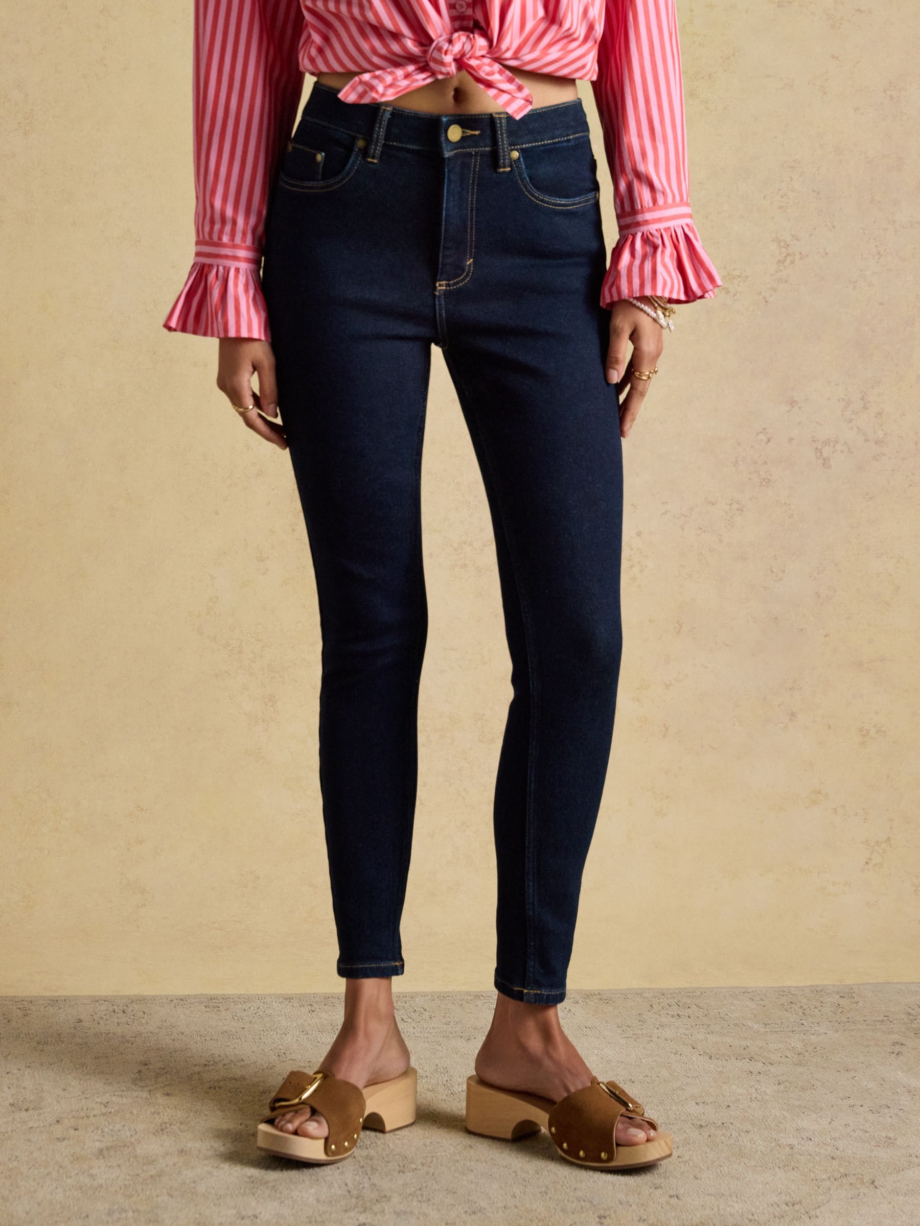 Joules Women's Denim Dark Wash Skinny Fit Slim Mid Rise Jeans