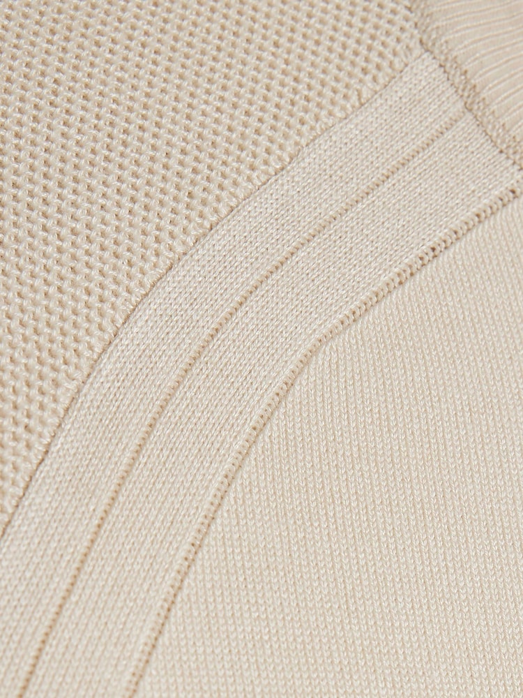 River Island Light Cream Slim Fit Waffle Half Zip Jumper - Image 6 of 6