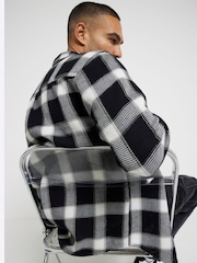 River Island Black Waffle 100% Cotton Check Shirt - Image 2 of 6
