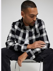 River Island Black Waffle 100% Cotton Check Shirt - Image 4 of 6