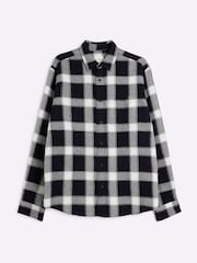 River Island Black Waffle 100% Cotton Check Shirt - Image 5 of 6