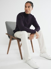 River Island Blue Slim Fit Waffle Half Zip Jumper - Image 3 of 9