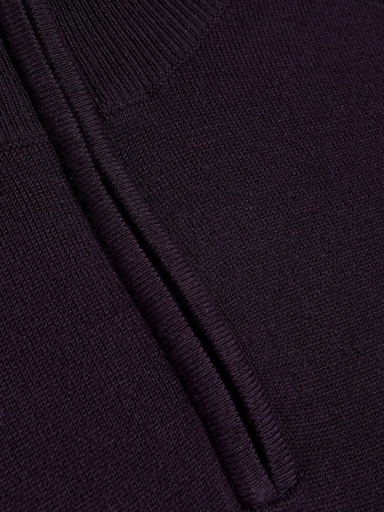 River Island Blue Slim Fit Waffle Half Zip Jumper - Image 7 of 9