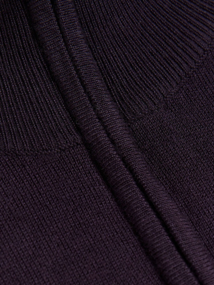 River Island Blue Slim Fit Waffle Half Zip Jumper - Image 8 of 9