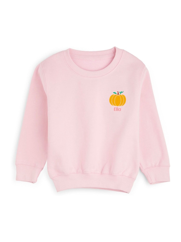 Girls Personalised Embroidered Pumkin Sweatshirt by Dollymix - Image 1 of 4
