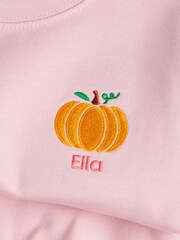 Girls Personalised Embroidered Pumkin Sweatshirt by Dollymix - Image 4 of 4