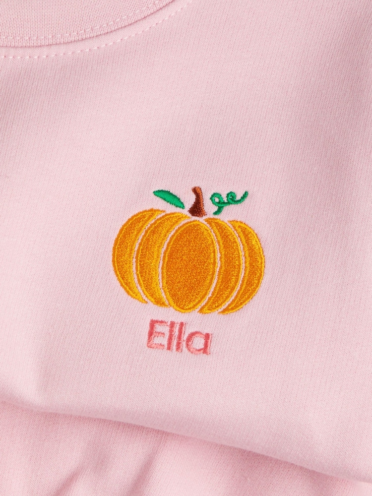Girls Personalised Embroidered Pumkin Sweatshirt by Dollymix - Image 4 of 4