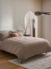 Brown Spot Dobby Duvet Cover and Pillowcase Set - Image 1 of 4