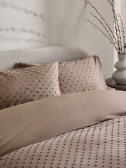 Brown Spot Dobby Duvet Cover and Pillowcase Set - Image 2 of 4
