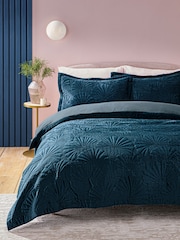 Blue Teal Velvet Ginkgo Duvet Cover and Pillowcase Set - Image 1 of 4