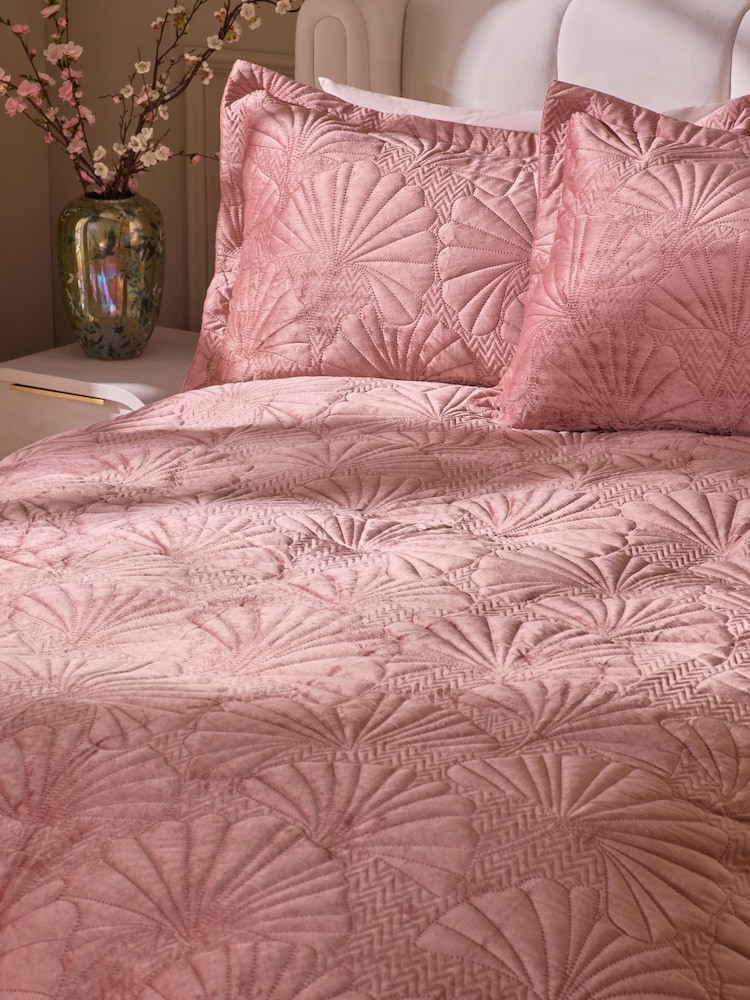 Pink Velvet Ginkgo Duvet Cover and Pillowcase Set - Image 2 of 5