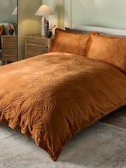 Orange Autumn Velvet Ginkgo Duvet Cover and Pillowcase Set - Image 1 of 4