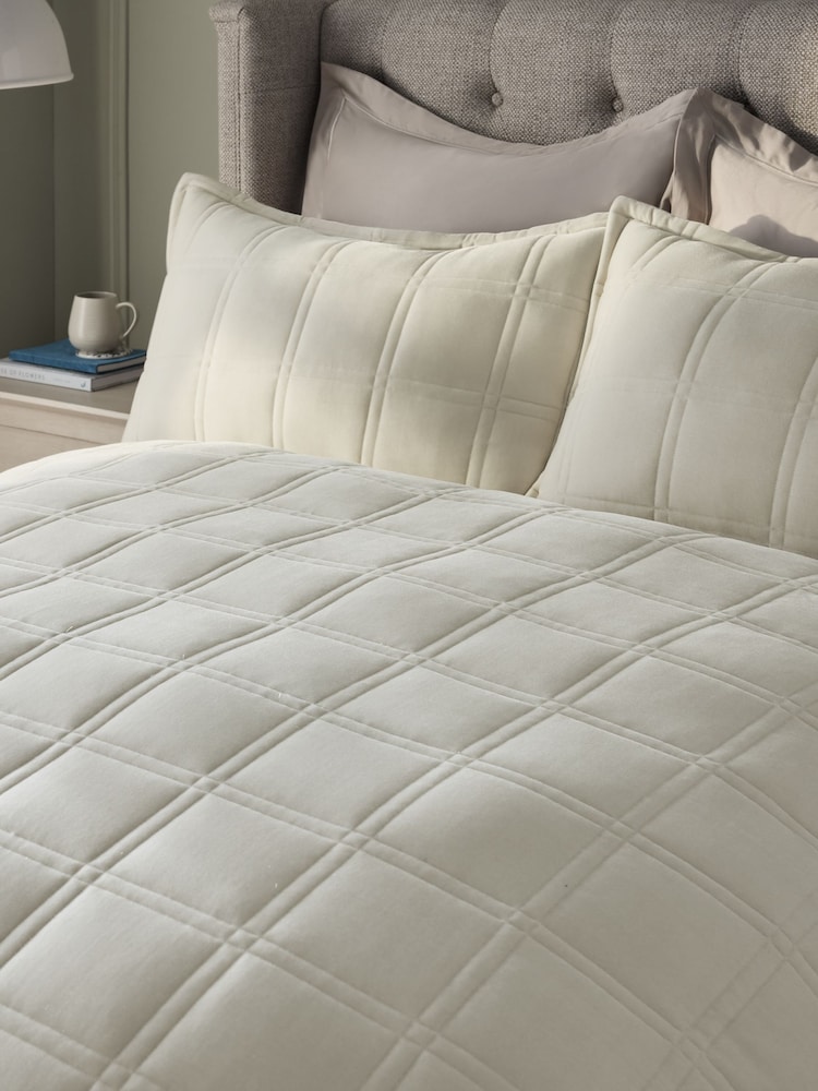 Natural Lustre Quilted Velvet Duvet Cover and Pillowcase Set - Image 2 of 4 Natural Lustre Quilted Velvet Duvet Cover and Pillowcase Set - Image 2 of 4