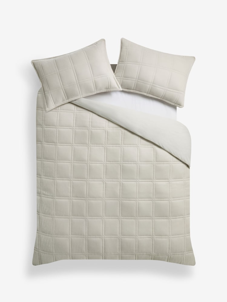 Natural Lustre Quilted Velvet Duvet Cover and Pillowcase Set - Image 4 of 4 Natural Lustre Quilted Velvet Duvet Cover and Pillowcase Set - Image 4 of 4