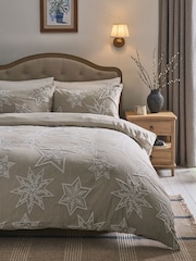Christmas Snowflake Textured Duvet Cover and Pillowcase Set - Image 1 of 5