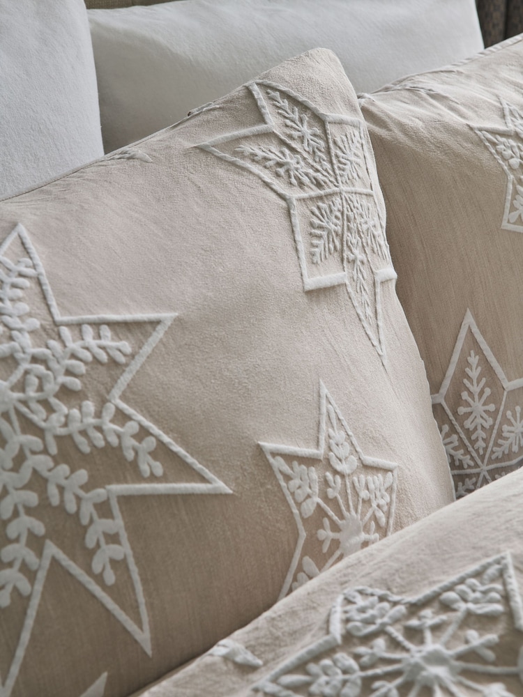 Christmas Snowflake Textured Duvet Cover and Pillowcase Set - Image 2 of 5