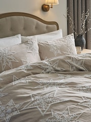 Christmas Snowflake Textured Duvet Cover and Pillowcase Set - Image 3 of 5