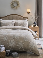Christmas Snowflake Textured Duvet Cover and Pillowcase Set - Image 4 of 5