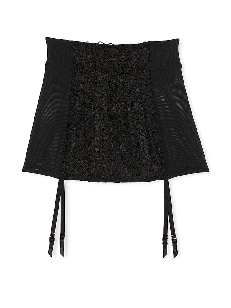 Victoria's Secret Black Geo Daisy Lace Garter Skirt - Image 3 of 3