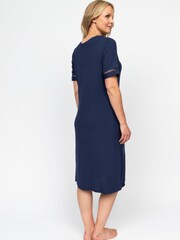 Cyberjammies Blue Nora Rose Lace Detail Jersey Short Sleeve Short Nightdress - Image 2 of 4