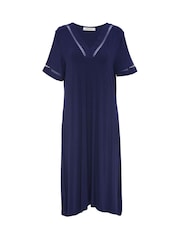Cyberjammies Blue Nora Rose Lace Detail Jersey Short Sleeve Short Nightdress - Image 4 of 4