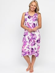 Cyberjammies Cream Nora Rose Printed Jersey Long Nightdress - Image 1 of 4