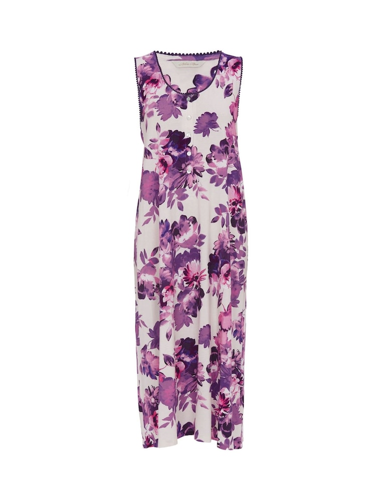 Cyberjammies Cream Nora Rose Printed Jersey Long Nightdress - Image 4 of 4