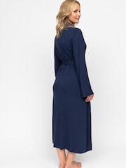 Cyberjammies Blue Nora Rose Lace Detail Jersey Long Sleeve Long Dressing Gown - Image 2 of 4