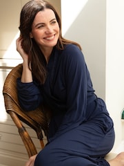 Cyberjammies Blue Nora Rose Lace Detail Jersey Long Sleeve Long Dressing Gown - Image 3 of 4